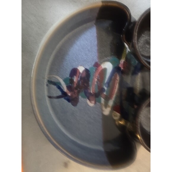 Larrabee Artisan Pottery Studio Handmade Chip/VEGGIE-2- Dip dish SIGNED - Picture 3 of 7